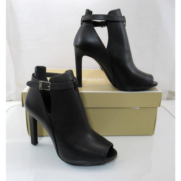 Michael Kors Lawson Open Toe High Heel Buckled Sandals Booties Black Size 7 - Picture 3 of 8